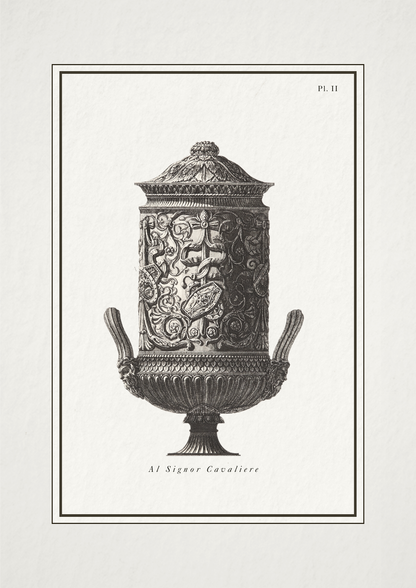 Decorative urn with intricate designs on a white background